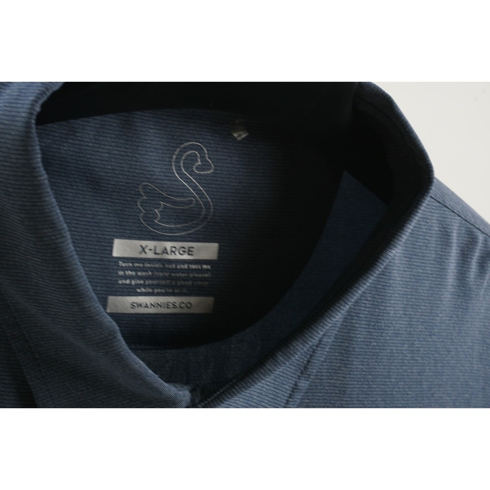 Swannies Performance Golf Polo Shirt Men's XL Short Sleeve Blue Micro-Stripe - Picture 4 of 7